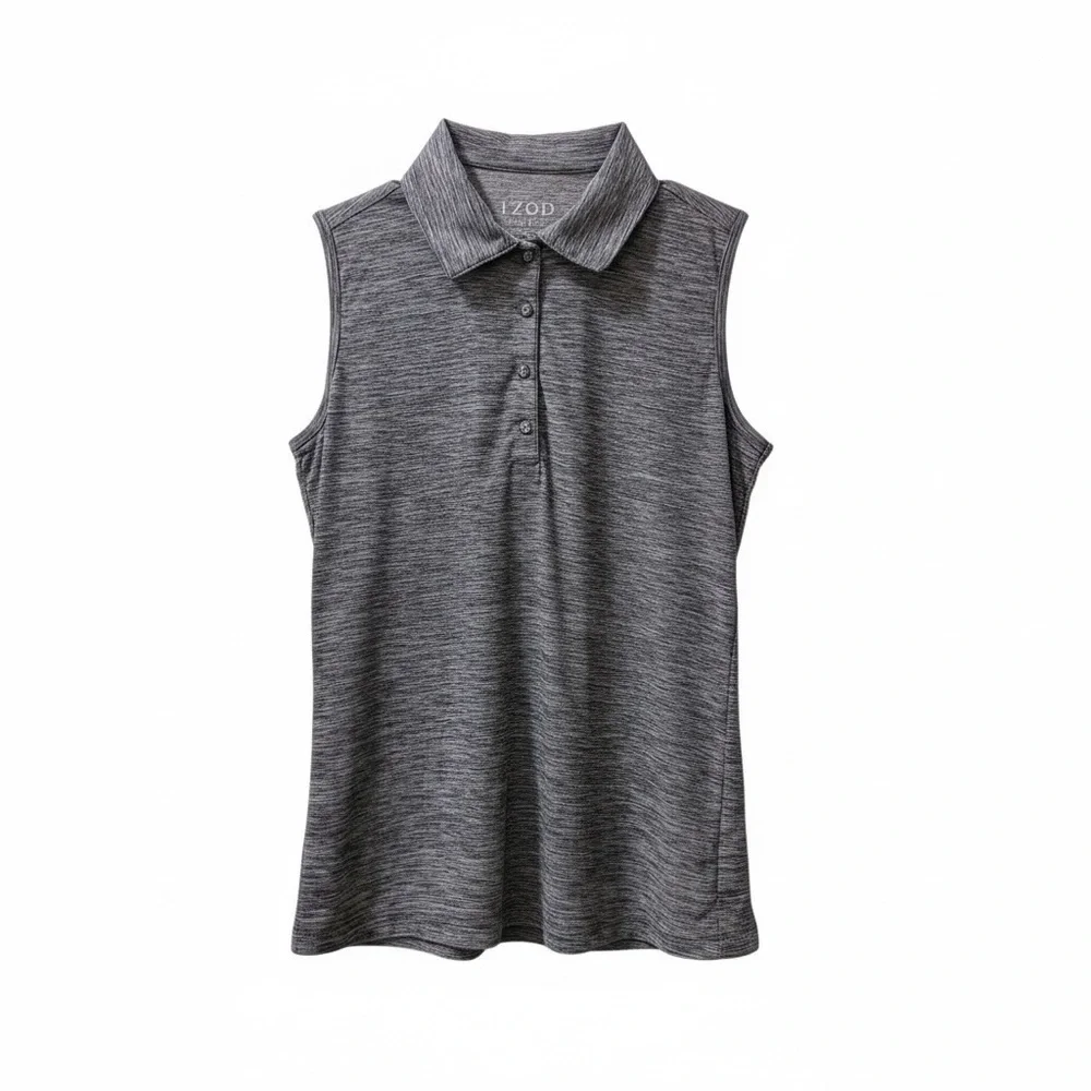 IZOD Golf Sleeveless Polo Shirt Women’s Small Gray Heather Athletic Top
